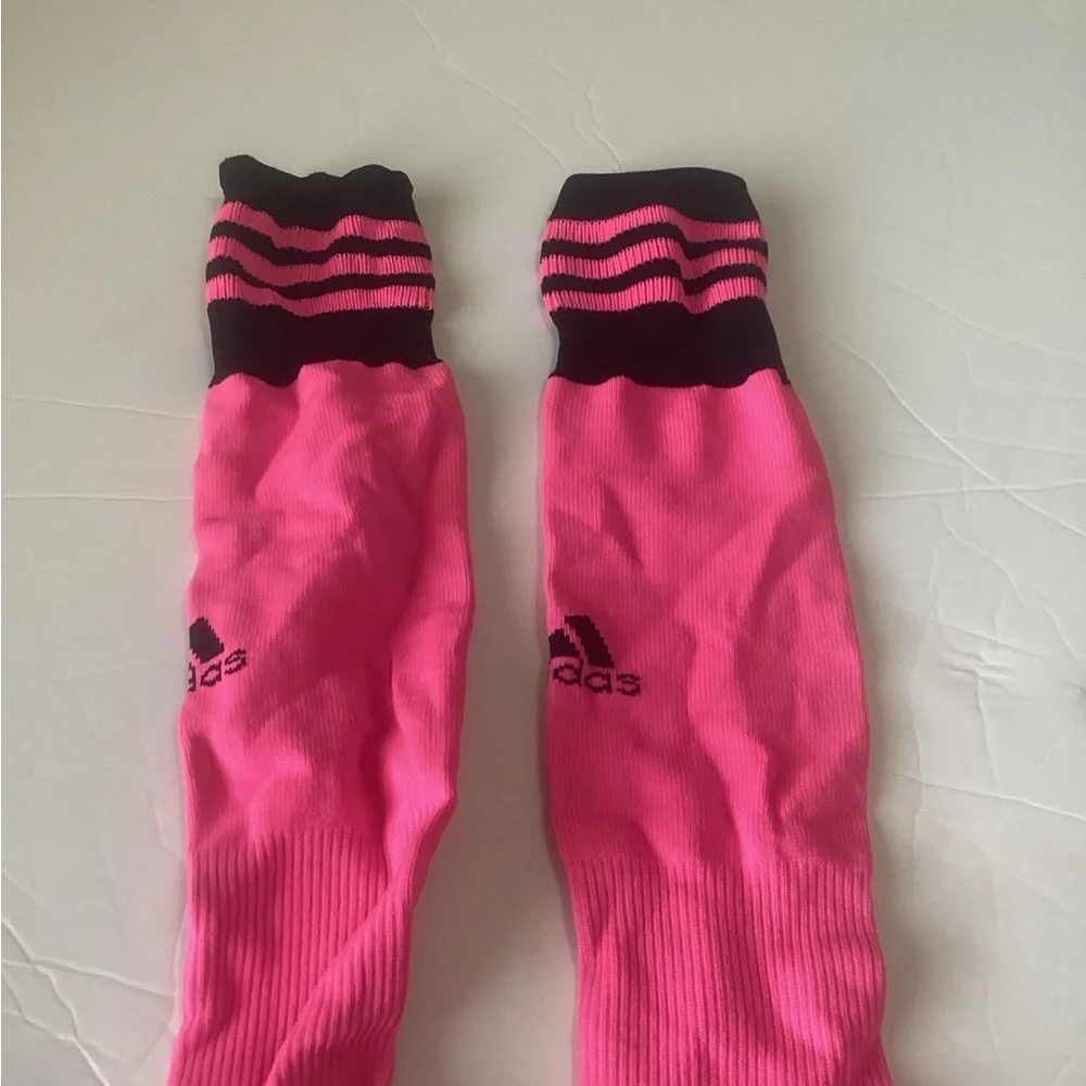 Adidas Vibrant Pink and Gray soccer  Socks woman’s size medium